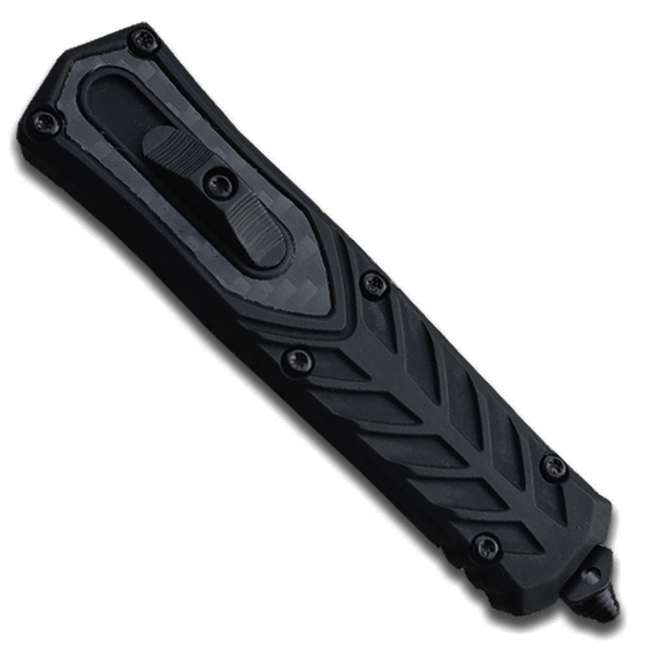 Delta OTF Carbon Fiber Black Double Edge Serrated Knife - Edge Import