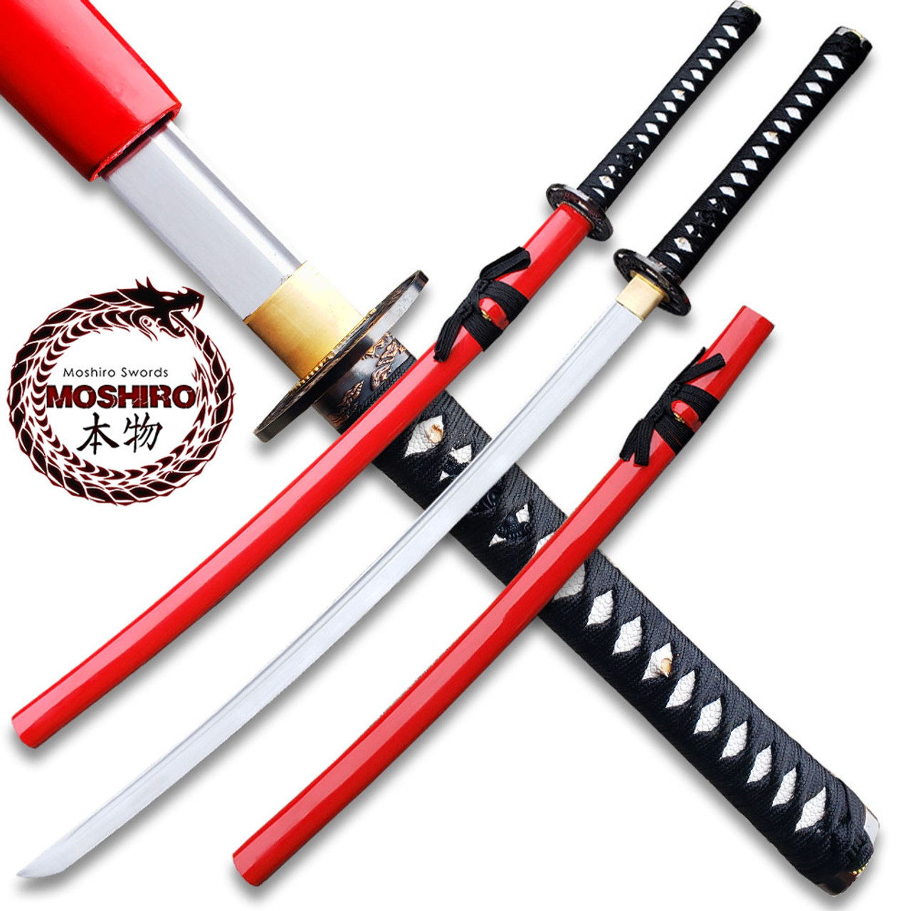 Red Moshiro Honmono Functional Japanese Sword Sengoku Warrior Katana ...