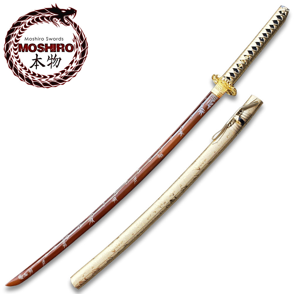 MOSHIRO Gold Edition 65Mn Spring Steel Hand Forge Katana Sword