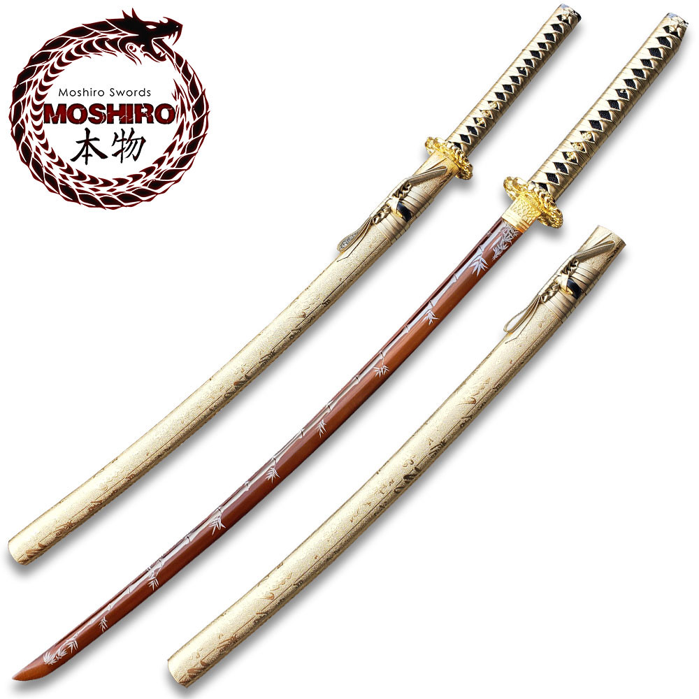MOSHIRO Gold Edition 65Mn Spring Steel Hand Forge Katana Sword