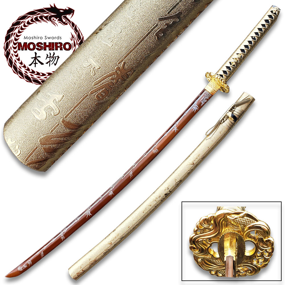 MOSHIRO Gold Edition 65Mn Spring Steel Hand Forge Katana Sword