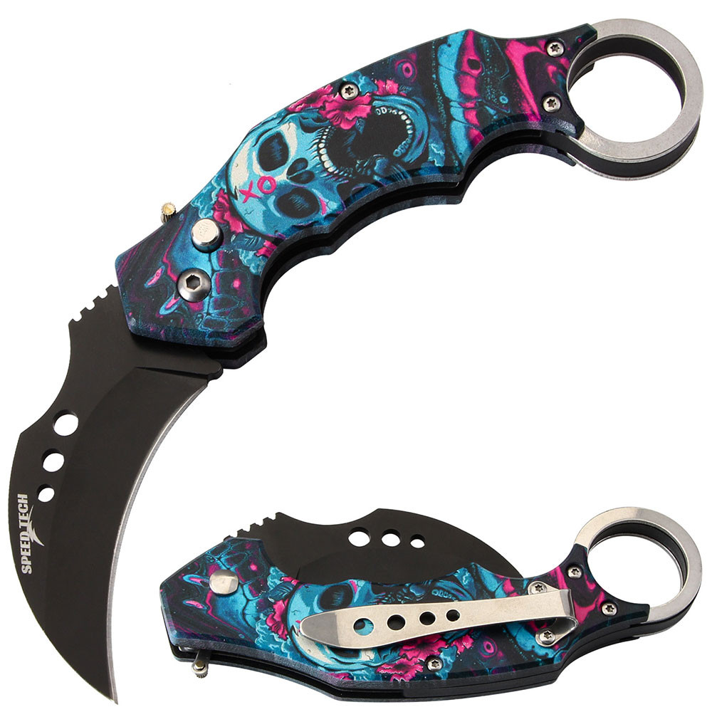 Automatic Karambit Knife 3D Printed Demon Skull Handle - Edge Import