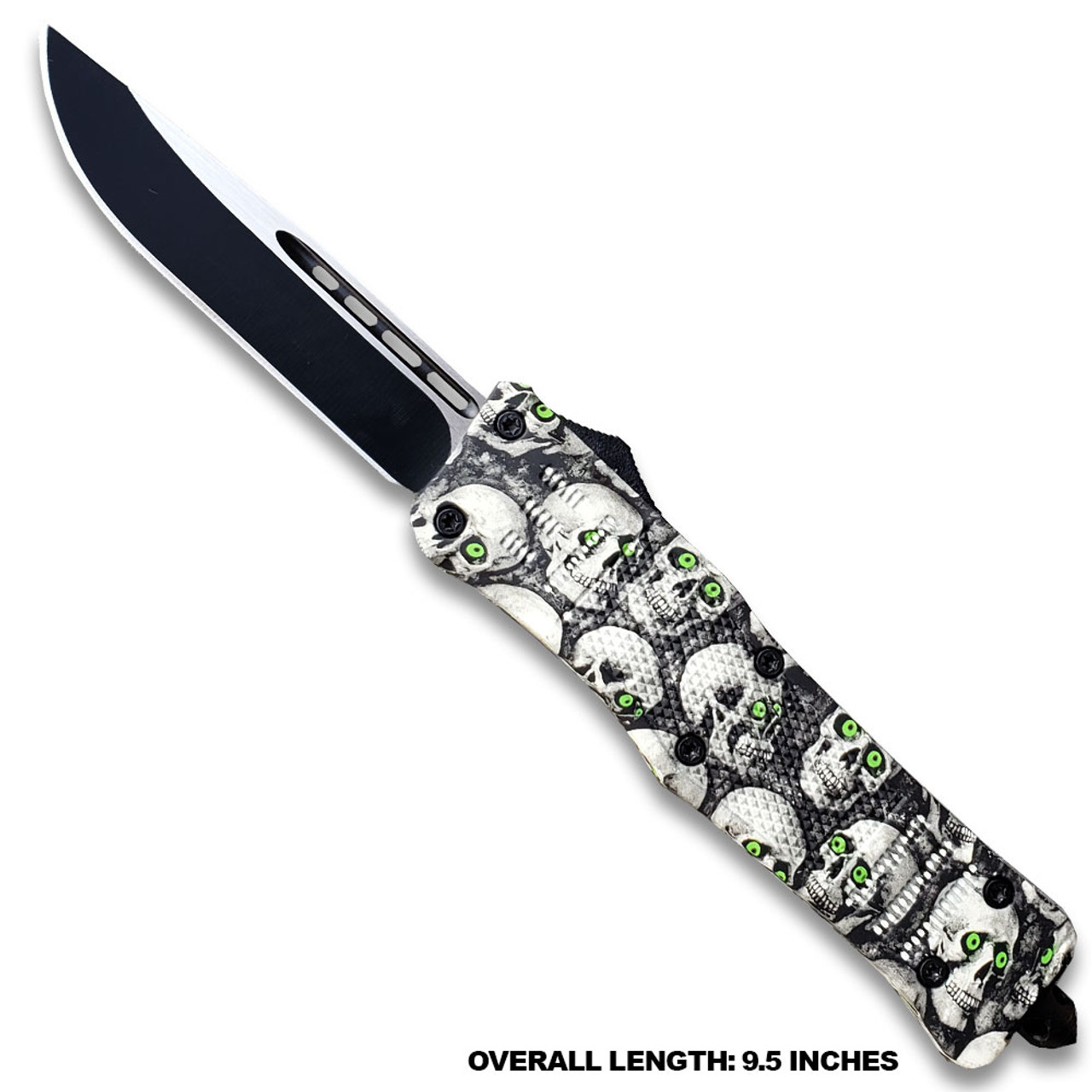 Zombie Skull Gothic White Black Gray Assisted Folding Pocket Knife