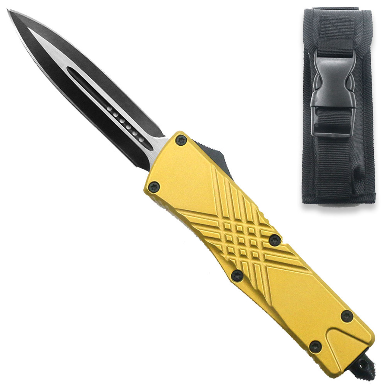 Gold Spear Point OTF Out The Front Assisted Open Tactical Glass