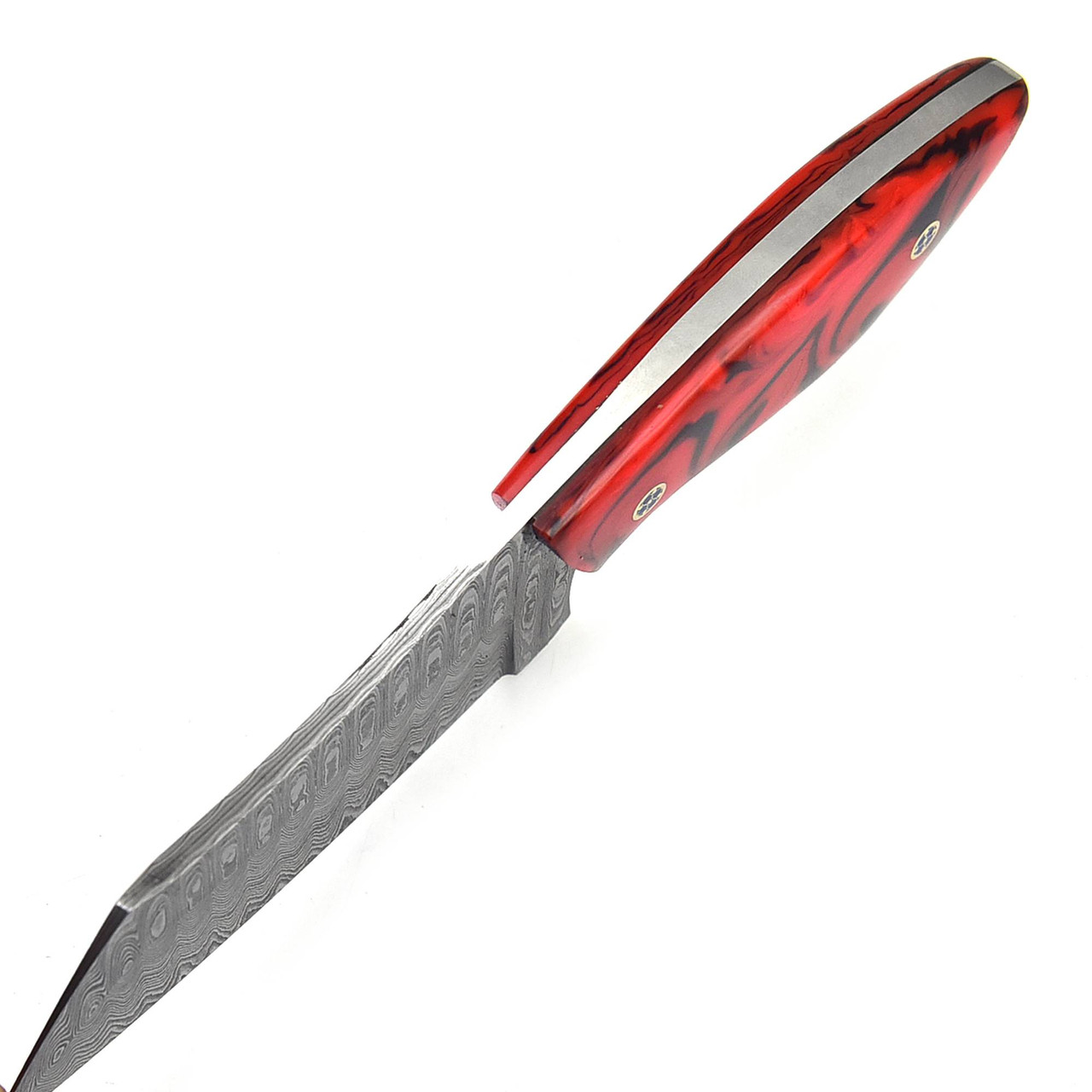 WHITE DEER Mini Japanese Meat Cleaver with Red Marble Resin Handle 1095