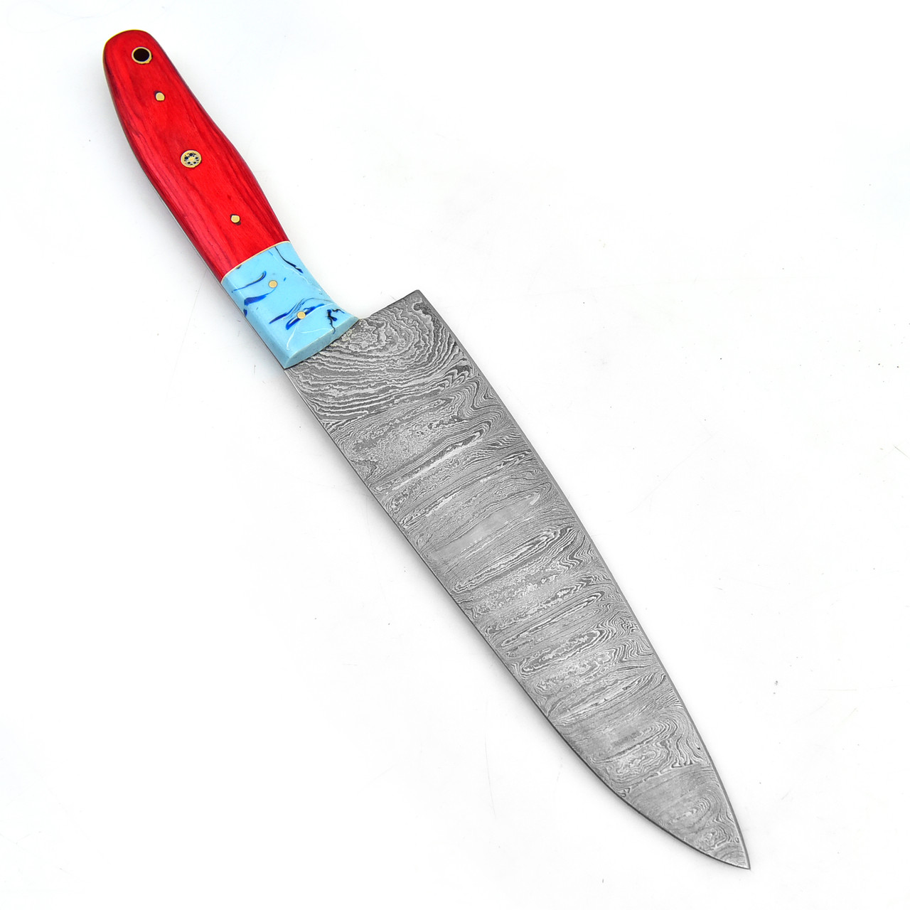 Handmade Damascus Chef Knife Frost Wood And Rasen Handle Edge Import