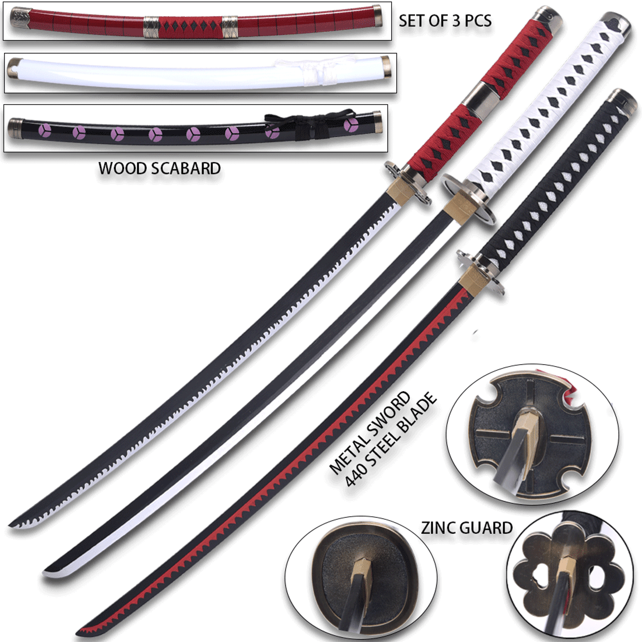 11 Replica Anime 3-Point Single Black Ninja Kunai Knife w/ Wrap