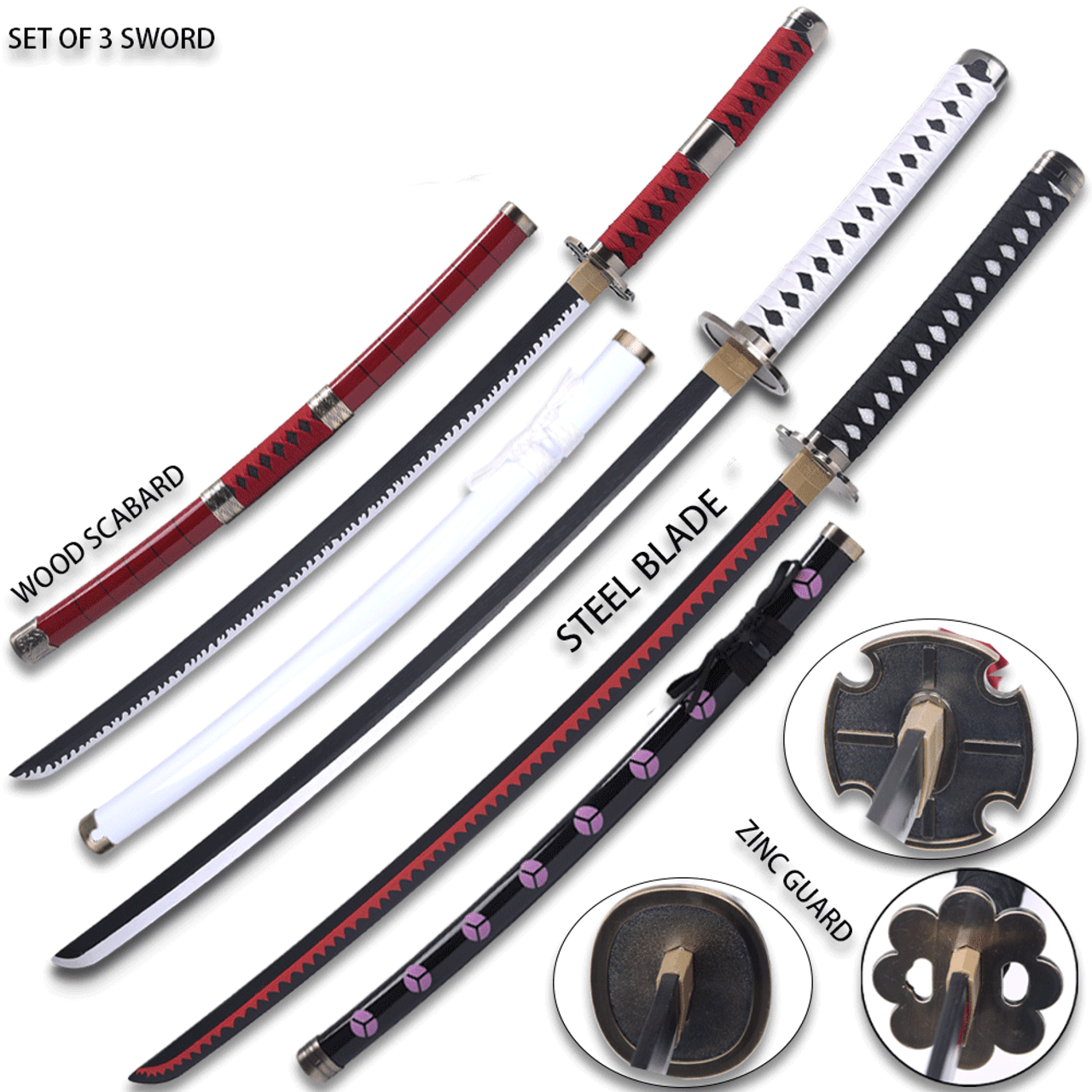 41'' One Piece Roronoa Zoro Sword Cosplay Enma Kitetsu Shusui Wado Katana  Swords