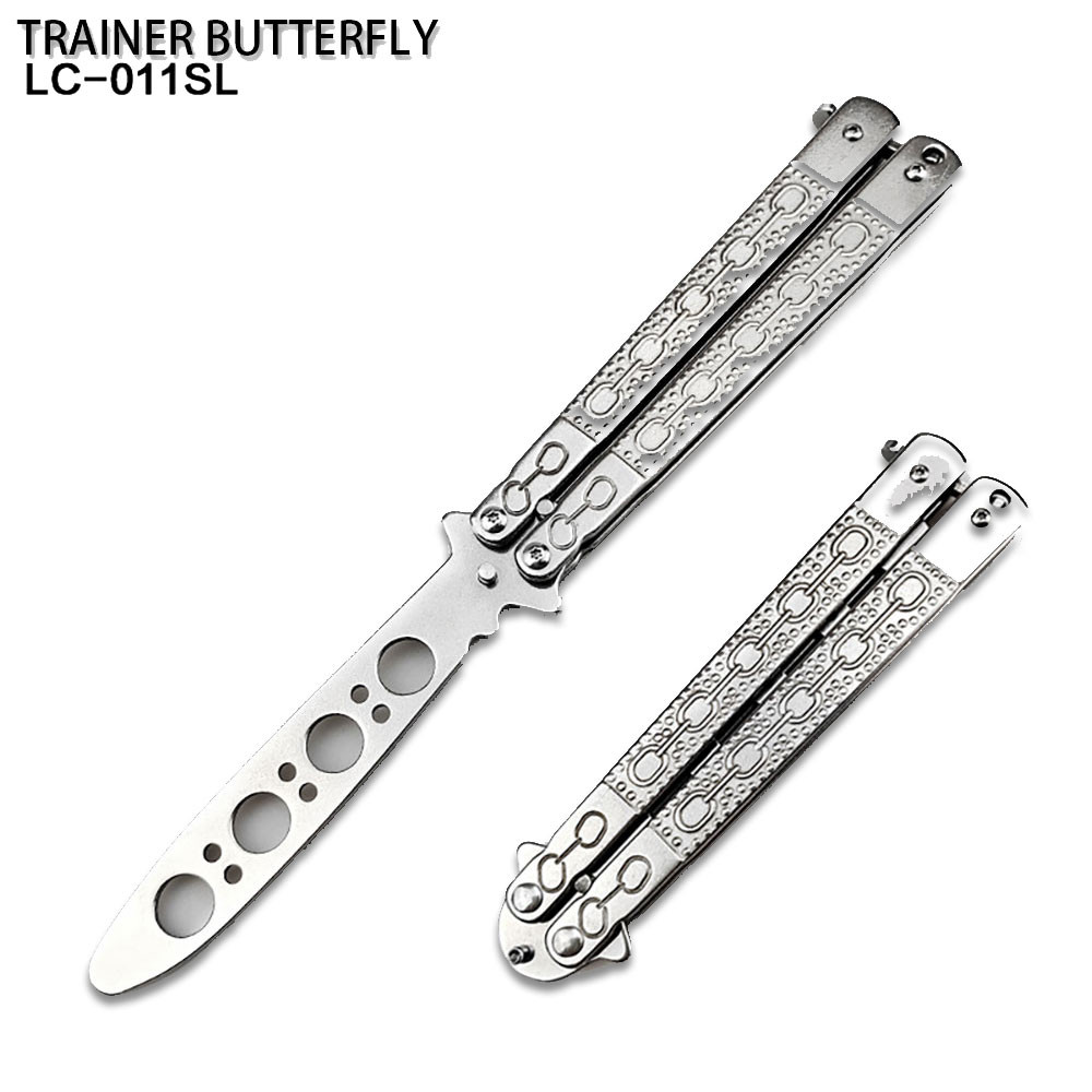 Balisong Butterfly Knife Silver ChainLink Handle Trainer for Martial