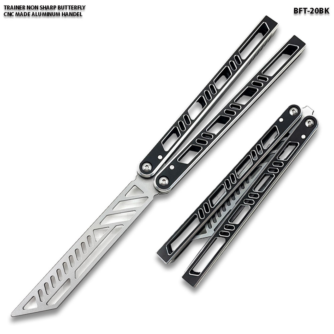 High Quality CNC Machined Butterfly Knife Black Aircraft Aluminum