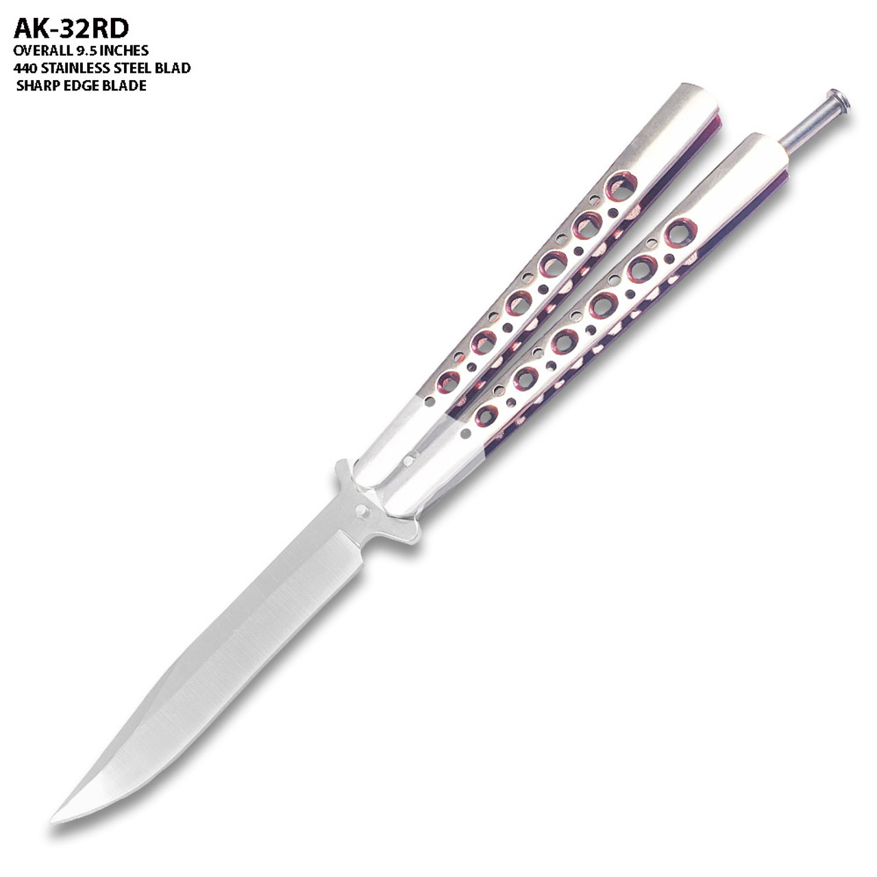 Drop point Sharp Edge Butterfly Red and Silver Blade Ltd