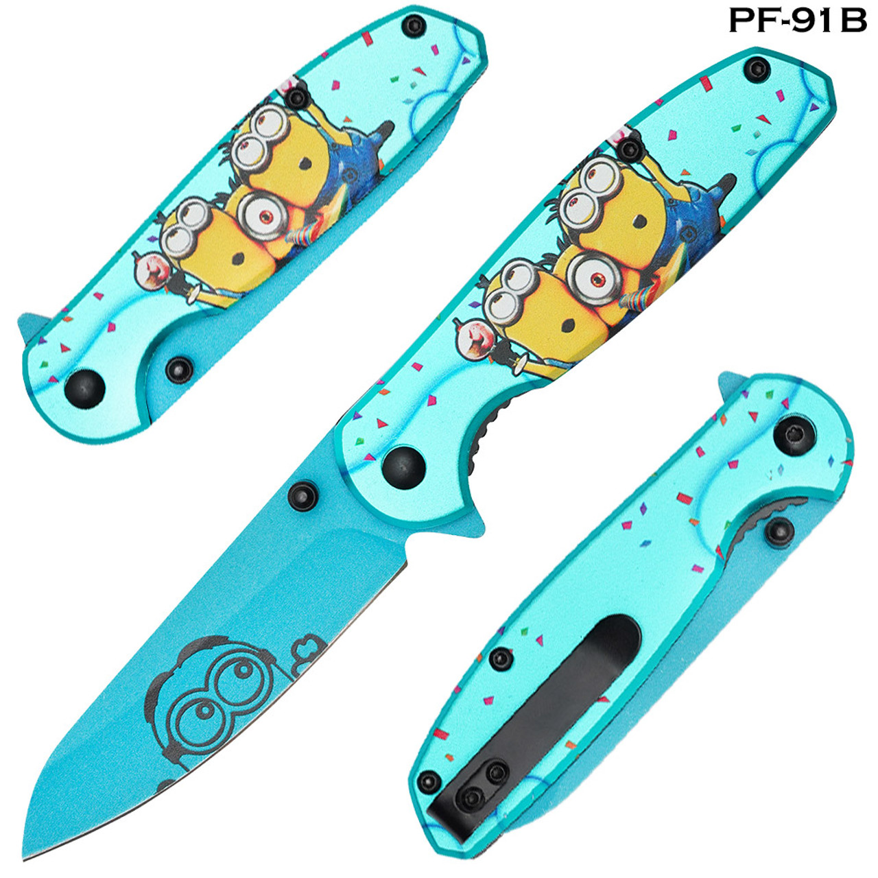 ●Fennec● MINI POCKET FOG BLUE FJ1PK05FBF Blue Minion Spring Assist Pocket Knife - Edge Import