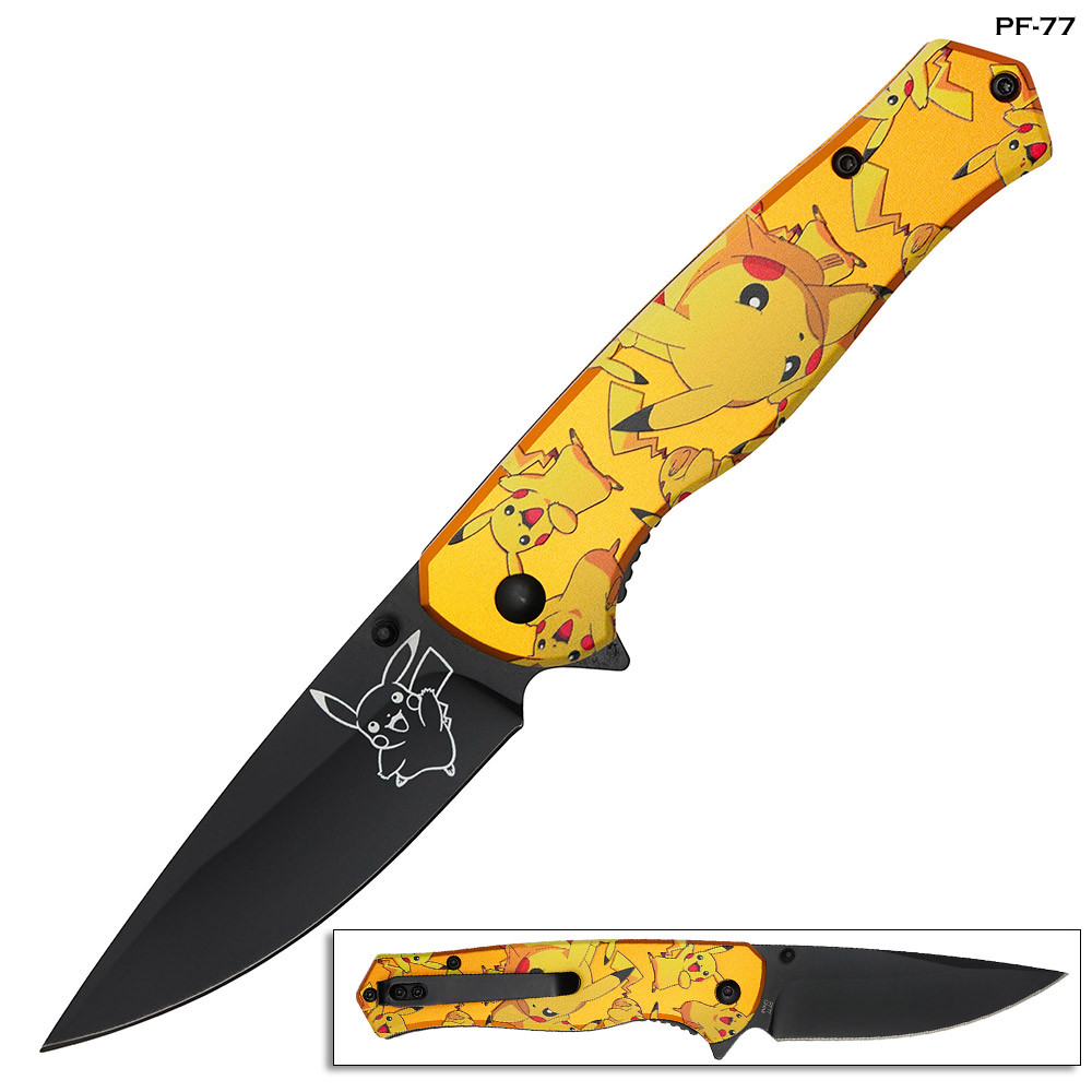 Pikachu Orange Handle Spring Assist Pocket Knife - Edge Import