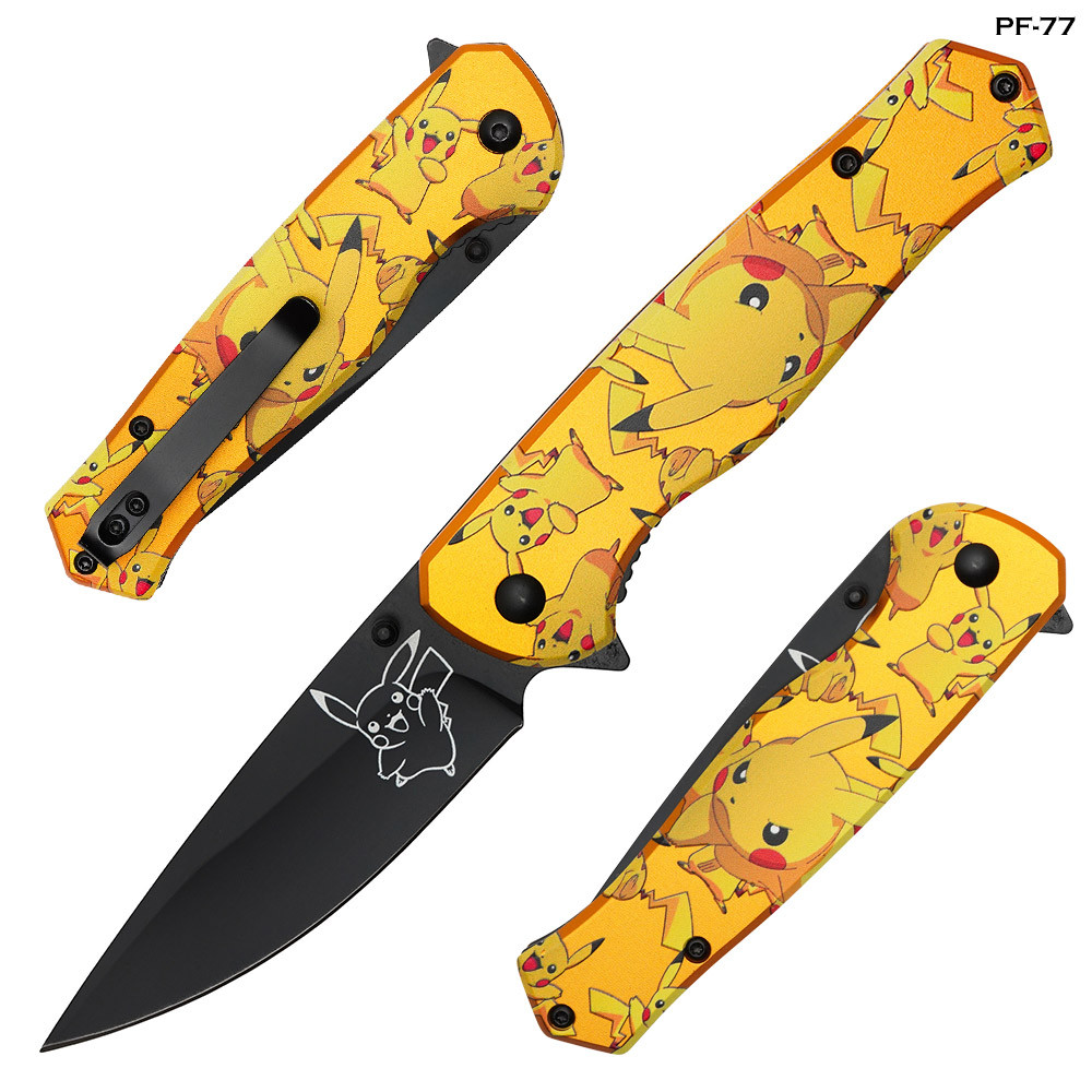 Pikachu Orange Handle Spring Assist Pocket Knife - Edge Import