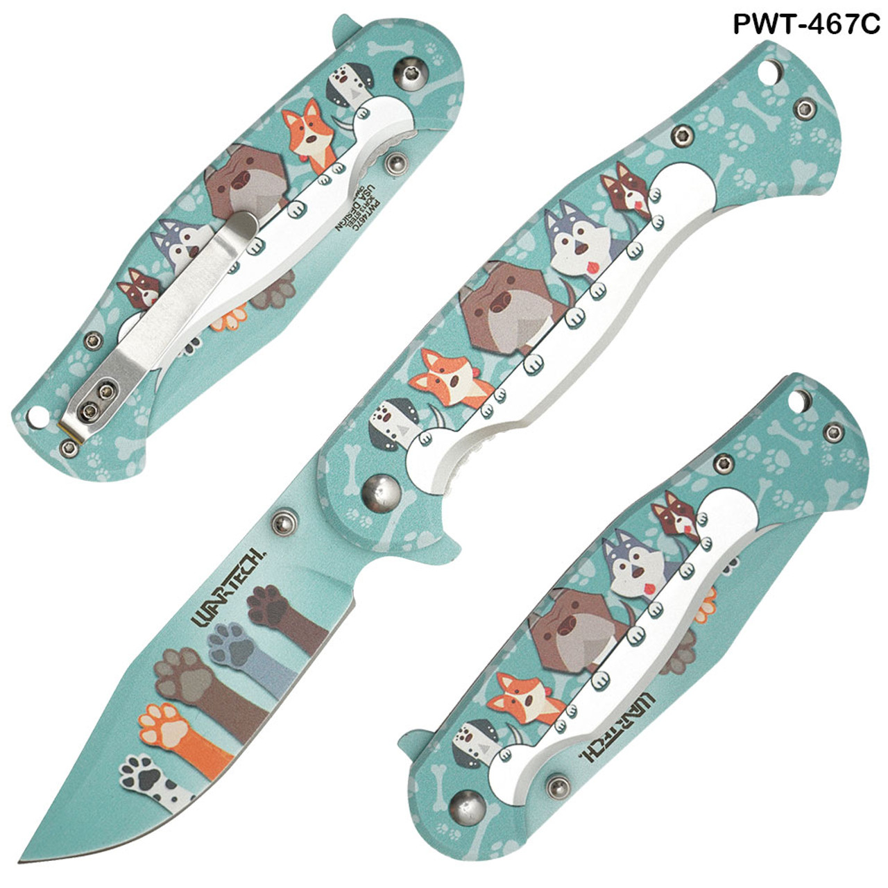 ●Fennec● MINI POCKET FOG BLUE FJ1PK05FBF Doggie Spring Assist Pocket Knife - Teal - Edge Import
