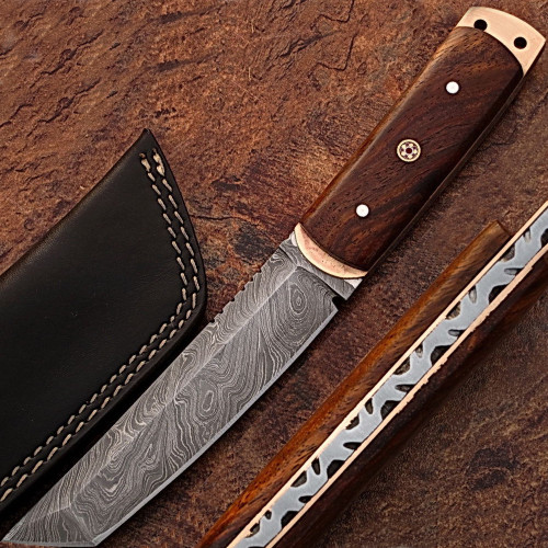 WHITE DEER Damascus Steel TANTO Point Hunting Knife