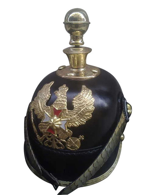 German Purssian Leather Helmet Round Spiked Bavarian Helmet