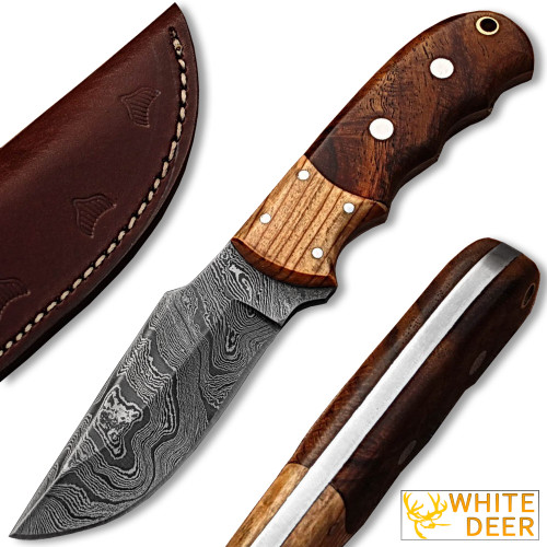 White Deer Rosewood & Olive-Wood Classic Damascus Skinner Limited Edition