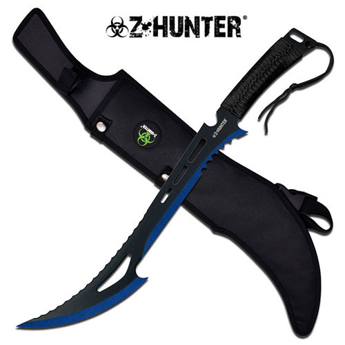 Blue Renegade Zombie Killer Machete With Sheath