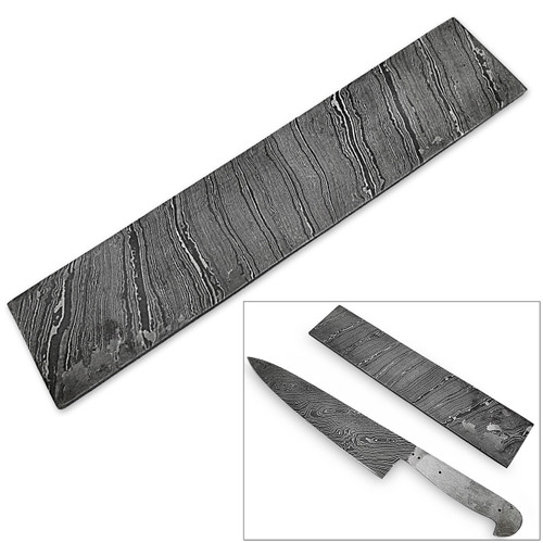 White Deer Damascus Steel LONG TWIST Pattern Billet