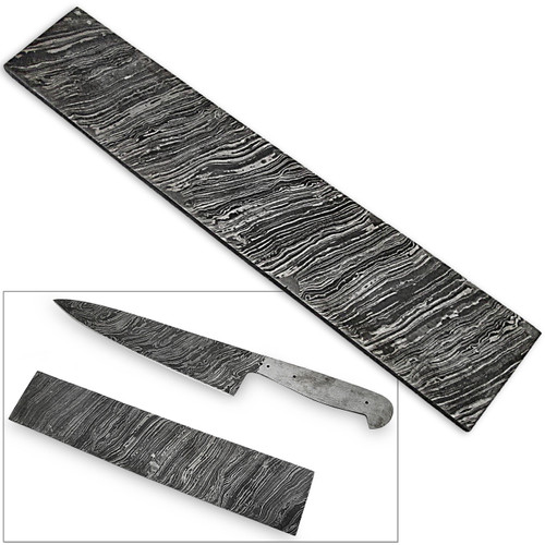 White Deer Damascus Steel LONG FIRE Pattern Billet