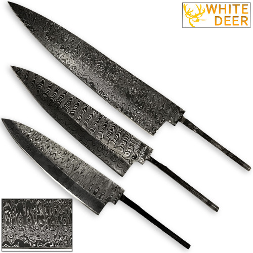 WHITE DEER Chef Knife Blank Cutlery Trio