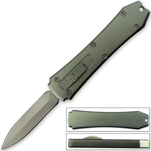 Legends Micro OTF Stiletto Blade Knife SILVER