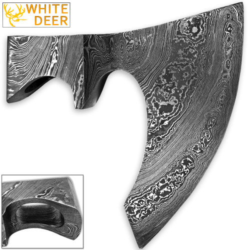 WHITE DEER Blank Axe Head Bit Damascus Steel Viking Hatchet