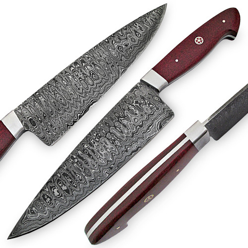 White Deer Damascus Steel Santoku Japanese Chef Knife