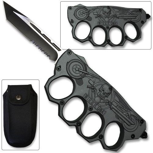 Biker USA Knuckle OTF Knife - Elite Collection - Gray