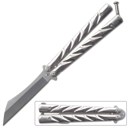  Gray Heavy Duty Butterfly Knife Tanto Blade Twister Handle