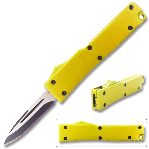  Electrifying California Legal OTF Dual Action Knife (Gold)