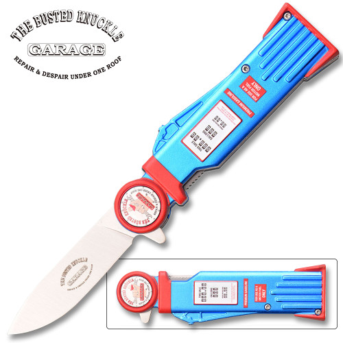  Busted Knuckle Garage Pocket Knife Gas Pump Design Spring Assisted Knife