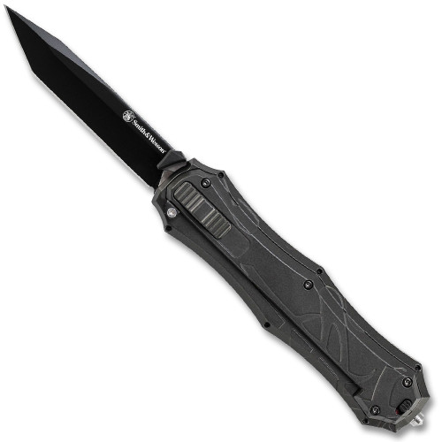 Smith & Wesson OTF Assisted 3.6" Black Tanto Blade, Black Aluminum Handles - SWOTF9TB