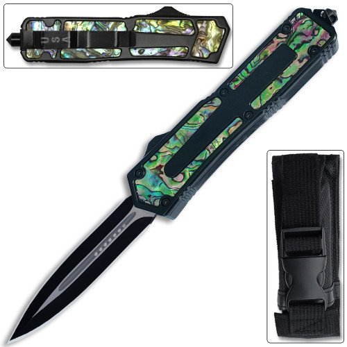  Black Hills Black OTF Knife Double Edge Blade W/Glass Breaker