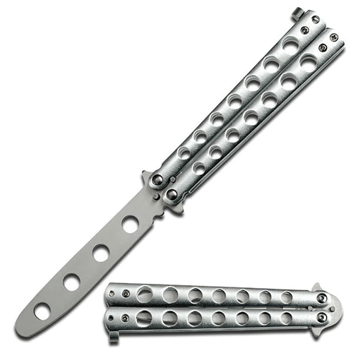  Balisong Butterfly Knife Silver Training  for Martial art 