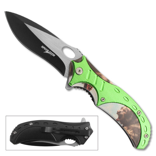 3D Printed SPEED TECH Spring Assisted Great Black Bear Pocket Knife 