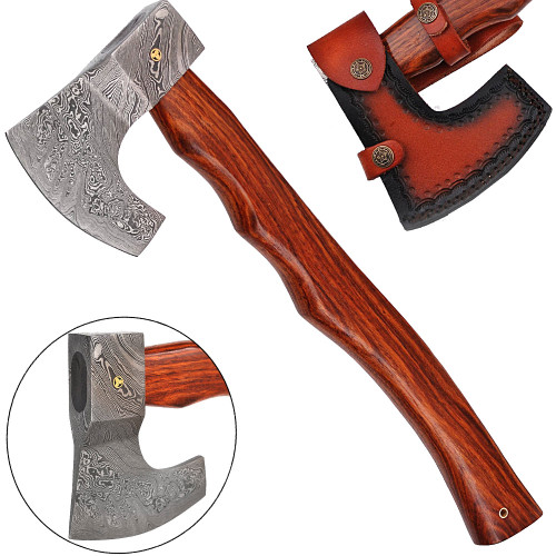  WHITE DEER Hand Forged Viking Axe Custom Damascus Steel Head