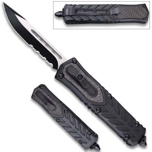 OTF Delta Black Straight Edge Knife Edge Import