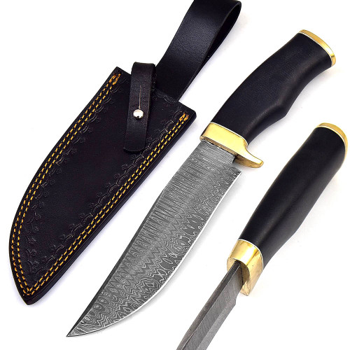  White Deer Brass  winkler Executive Damascus  Full Tang Micarta Handle 