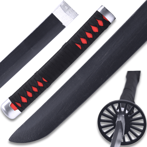 DEMON SLAYER Wood TANJIRO Kamado Black NICHIRIN SWORD KATANA w/Plastic