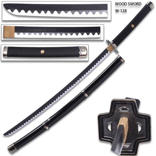 RORONAO ZORO 40" YUBASHIRI ONE PIECE RYO WAZAMONO WOOD SWORD KATANA COSPLAY