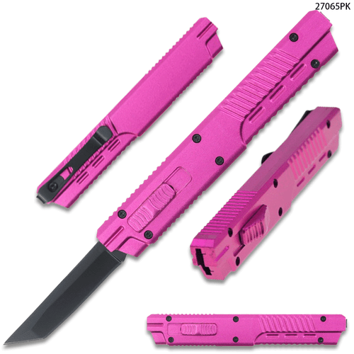  Legends Micro OTF Tanto Blade Knife Pink Handle Out The Front Switch