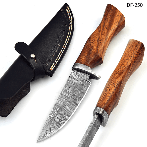 White Deer Custom Made Damascus Boster Military Camping Skiner Knife