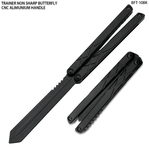 CNC Non-Sharp Professional Smooth Handle Trainer Tool  Butterfly Black Spear Blade