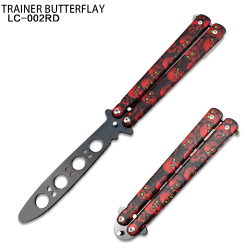  Zombie Balisong Butterfly Knife Red Green Eye Handle Trainer for Martial art 
