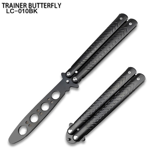  Balisong Butterfly Knife Black Soft  Handle Trainer for Martial art 