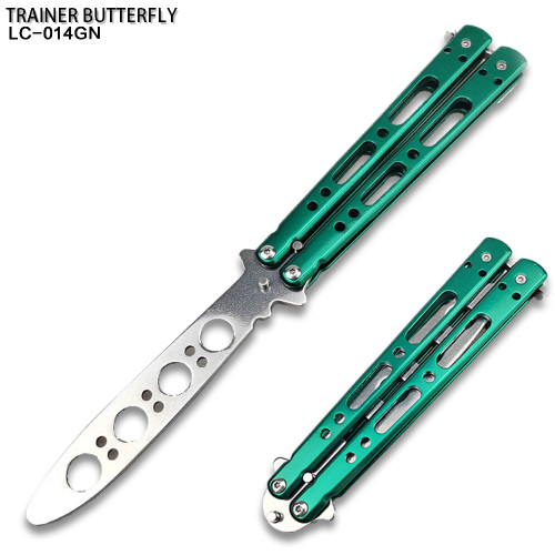 Balisong Butterfly Knife Green Soft  Handle Trainer for Martial art 