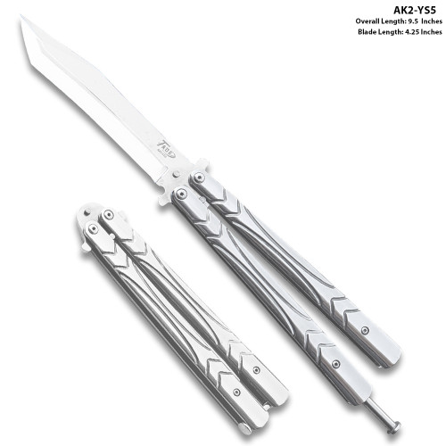 Tanto Swift Silver  Balisong  Butterly Knife 