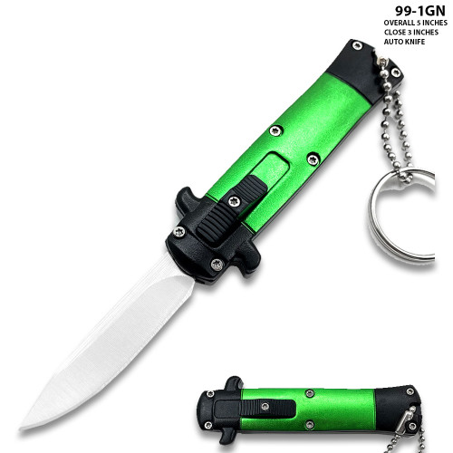  Mini Green Key Chain OTF Knife Drop Point